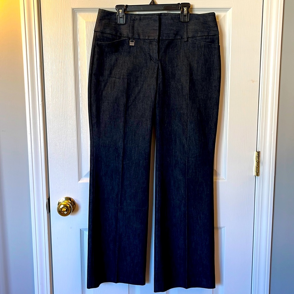 Express Editor Denim wide leg pants. Flattering front crease